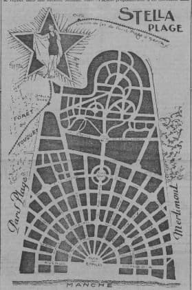 Plan ancien de Stella-Plage en noir et blanc, organisé en étoile